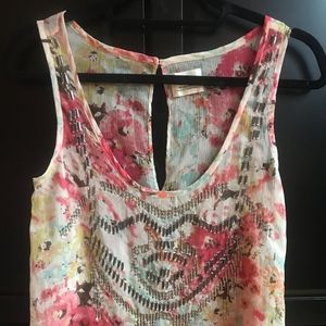Floral Beaded Chiffon Top - S - Urban Outfitters